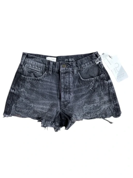 Anthropologie PILCRO Devon Rhinestone Distressed Denim Shorts Black Wash 25 NWT - Picture 5 of 13